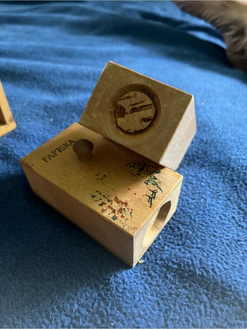 Vintage Wooden Spice Drawer Set with Rooster Motif - Natural Wood